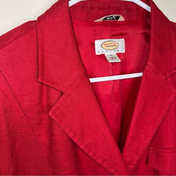Talbots Red Women's Linen Blend Blazer Size 16 P - Picture 6 of 16